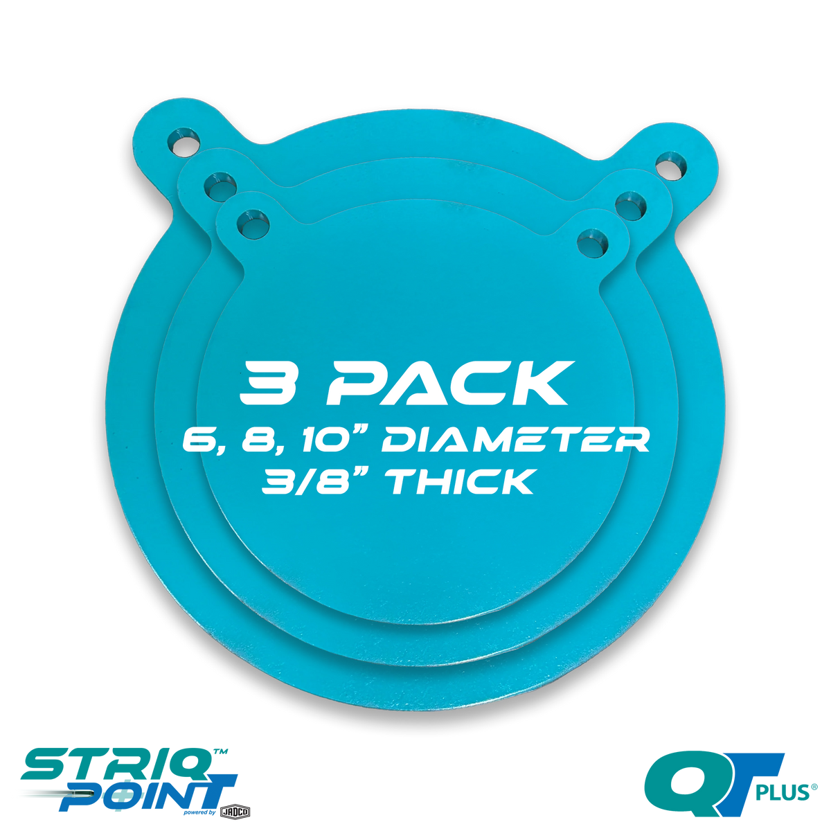 6, 8, 10 Inch Wide 3/8 Inch Thick Steel Target Gongs Combo Pack